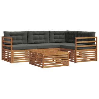 vidaXL Conjunto De Sof&aacute;s De Exterior 5 Pcs Natural Y Antracita Vidaxl