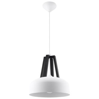 Sollux Lighting L&aacute;mpara de techo blanco negro acero, madera alt. 85 cm