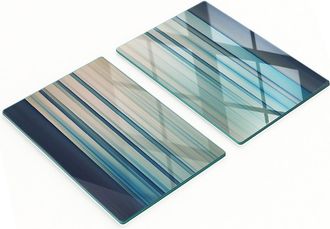 OEM Taglieri Da Cucina In Vetro Temperato Con Grafica A Strisce Blu, 2x40x52 Cm