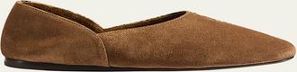 Khaite Jane Mixed Leather Ballerina Flats