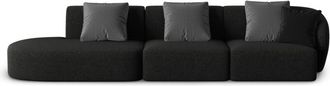 BLOOMINGLOFT 4-Sitzer Designsofa,,Chiara Chenille mit Ottomane - Links