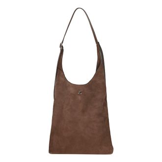 Courr&egrave;ges Shoulder Bags, female, Brown, Size: ONE SIZE Large Melt Suede Tote Bag