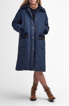 Barbour Cookston Quilted Coat with Removable Hood in Navy/classic at Nordstrom Rack, Size 14 Us / 18 Uk