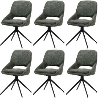 Hhg Hhg - Juego De 6 Silla De Comedor 617, Silla De Cocina, Giratoria Con Retorno Autom&aacute;tico, Tela/textil Chenilla (490 G/m&sup2;) Oeko-tex, Verde