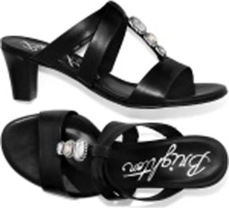 Brighton Tenley Black High Heel Leather Slip On Sandal