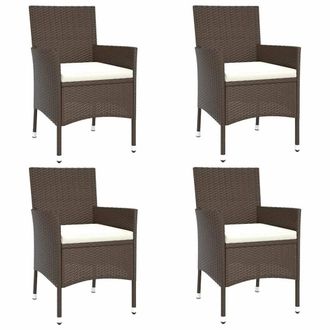 Berkfield Home Beautiful 5 Piece Garden Dining Set with Cushions Brown Poly Rattan