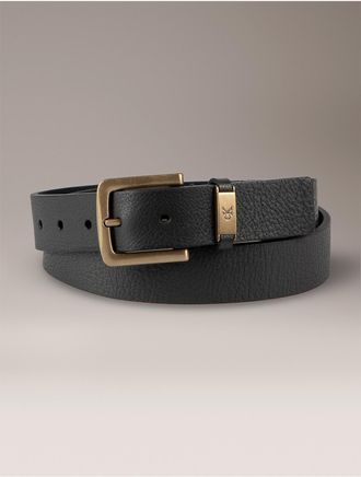 Calvin Klein Mens Leather Harness Buckle Belt - Dark Grey - S