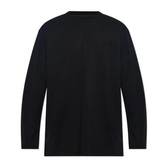 Yohji Yamamoto Long Sleeve Tops, male, Black, Size: XL Logo Long Sleeve Tee