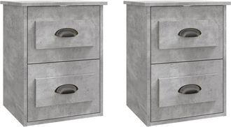 vidaXL Vidaxl - Mesita de noche de pared 2 uds gris hormigón 41,5x36x53 cm