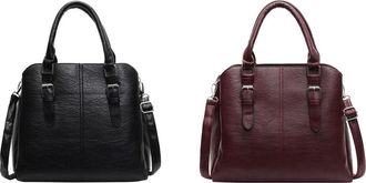 Generic Women PU Tote Handbag W/Shoulder Strap Large Capacity for Work Travel (Black)