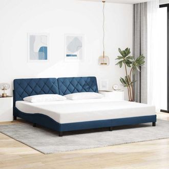 vidaXL Cama Sin Colch&oacute;n Tela Azul 200x200 Cm Vidaxl