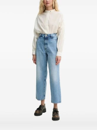 Sessun textured gold-button blouse - White