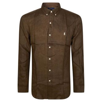Polo Ralph Lauren Casual Shirts, male, Brown, Size: 2XL Camicia Lino