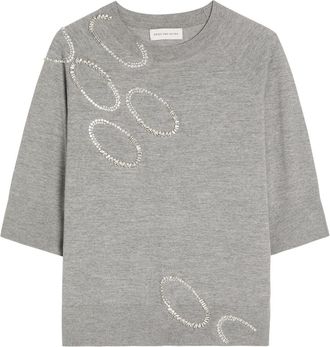 Dries Van Noten Tuan Embellished Fine-knit Merino top - Grey - S (UK8-10 / S)