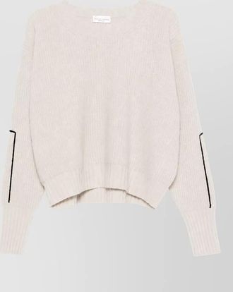 Roberto Collina ribbed merino wool embroidered long-sleeve crewneck sweater