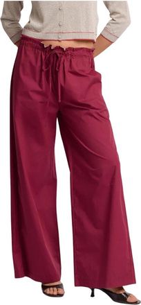 Kocca Relaxed Elastische Katoenen Broek - Dames - Wijde Broeken - Rood - M - Katoen - Broeken