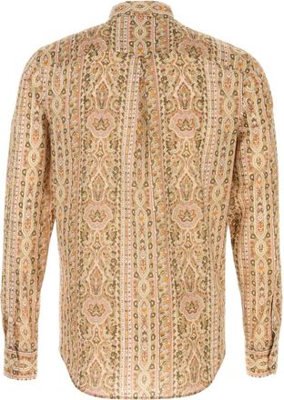 Valentino Garavani Mens Printed Cotto Shirt Voyageimaginairerosagiallobeige Exterior: Cotton Camicie