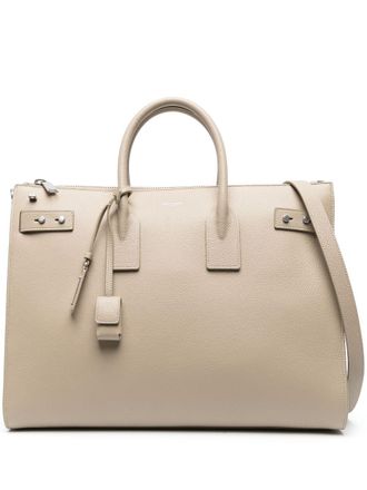 Saint Laurent Sac Du Jour grained-leather tote bag - Neutrals