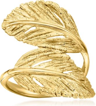 Ross-Simons Italian 18kt Gold Over Sterling Leaf Bypass Ring