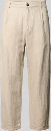 Selected Relaxed Fit Stoffhose aus Leinen-Baumwoll-Mix Modell RON in Ecru, Gr&ouml;&szlig;e 30/32