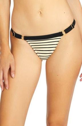 Robin Piccone Parker Stripe Rib Bikini Bottoms in Ecru/Black at Nordstrom Rack, Size X-Small