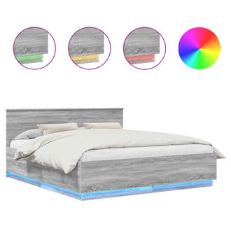 vidaXL Estructura De Cama Con Cabecera Gris Sonoma 180 X 200 Cm Vidaxl
