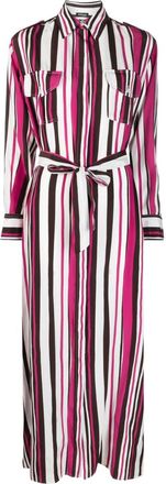Kiton striped shirt long dress - women - Silk - 40 - Pink