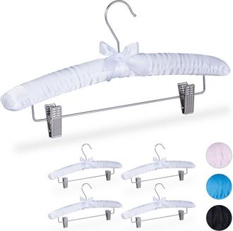 Relaxdays Set da 5 Grucce con Rivestimento in Raso, Design Vintage, Clip Scorrevoli, Gancio Girevole, Larghe 38 cm, Rosa - Relaxdays