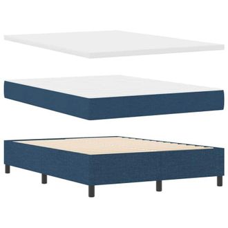 vidaXL Cama Tipo Box Spring Con Colch&oacute;n Azul 160 X 200 Cm Tela Vidaxl