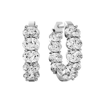 Diamond2Deal 14K White Gold 2 Ct Lab Grown Oval Diamond East-West Fancy Hoop Earrings Color- E-F, Clarity- VS1
