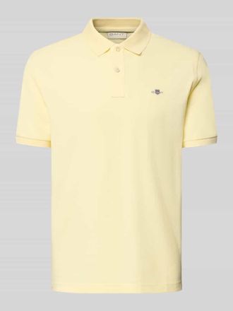 GANT Slim Fit Poloshirt mit Logo-Stitching in Hellgelb, Gr&ouml;&szlig;e XXXL