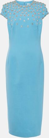 Oscar De La Renta Crystal-embellished wool-blend midi dress