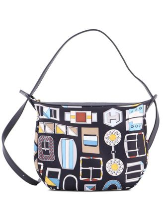 Herm&egrave;s Sursoie To Go Pouch Printed Silk and Leather crossbody bag - women - Silk/Leather - One Size - Blue