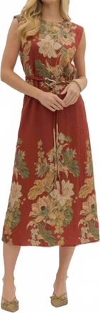 Entro Floral Sleeveless Midi Dress In Rust