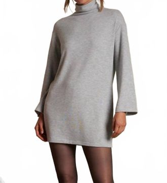 perfectwhitetee Anette Brushed Sweater Mock Neck Dress In Heather Grey