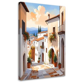 Feeby Cuadro En Lienzo, Paisaje De Calles Coloridas De La Toscana., 70x100