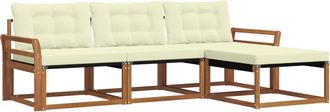 vidaXL Conjunto De Sof&aacute;s De Exterior 4 Uds. Natural Y Crema Vidaxl