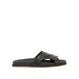 Santoni Crossover Strap Sandals - male - Santoni - Sliders - Black - 8 1/2 UK - Shoes