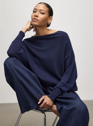 Contemporaine Womens Cinched waist oversized sweater Exclusive collection from Italy