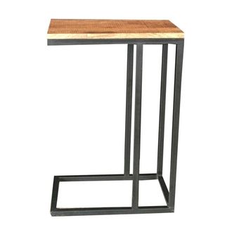 Jaipur Furniture Industrial Side Table -Sawn Finish - Mango Wood/Iron - L25 x W40 x H60 cm - PP Sawn Finish in Brown