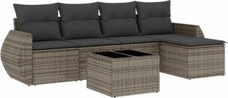 vidaXL Vidaxl - Set de muebles de jardín 6 pzas y cojines ratán sintético gris