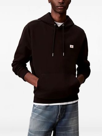 Calvin Klein Jeans logo-patch hoodie - men - Regenerative Cotton/Polyester - L - Black