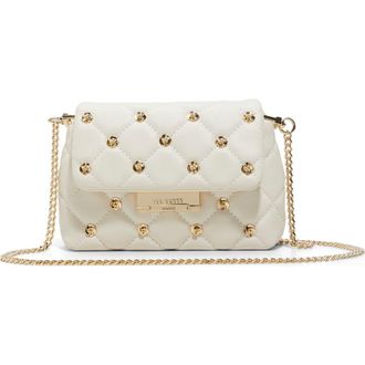 Ted Baker Ginn Quilted Leather Crossbody Bag in White/Bone at Nordstrom