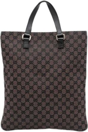 Gucci Pre-owned Tote Bags, female, Brown, Size: ONE SIZE Pre-owned Canvas Tote