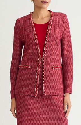 Ming Wang Whipstitch Chain Trim Knit Jacket in Holiday/Twig/Black at Nordstrom, Size X-Small