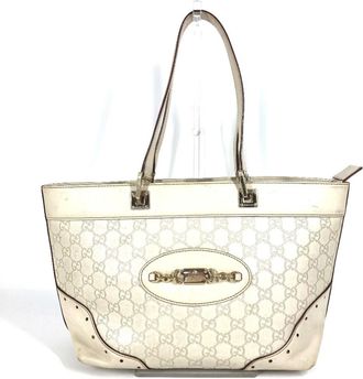 Gucci Off-White Leather Shoulder Bag Tote Bag (Pre-Owned)