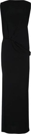Jacquemus La Robe Peplo Longue - Dames - Maxi kleedjes - Zwart - XS - Polyester - Kleedjes