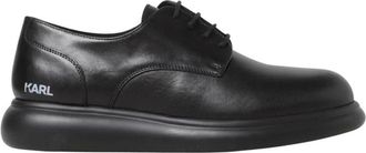 Karl Lagerfeld Leren Derby Schoenen - Heren - Veterschoenen - Zwart - 45 EU - Schoenen