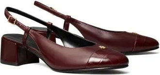 Tory Burch Slingback Cap Toe Pump in Deep Burgundy/deep Burgundy at Nordstrom, Size 7.5