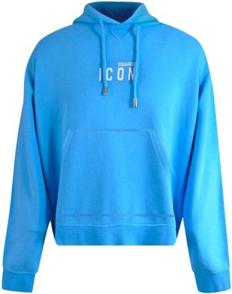 Dsquared2 Womens Icon Small Logo Light Blue Hoodie Cotton - Size Medium